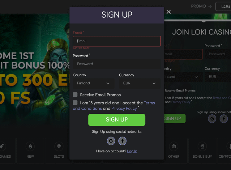 LOKI Casino Registration