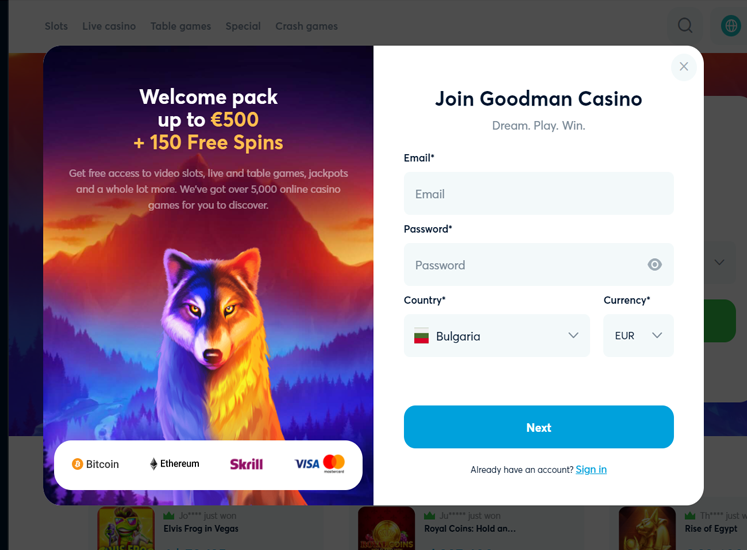 Goodman Casino Registration