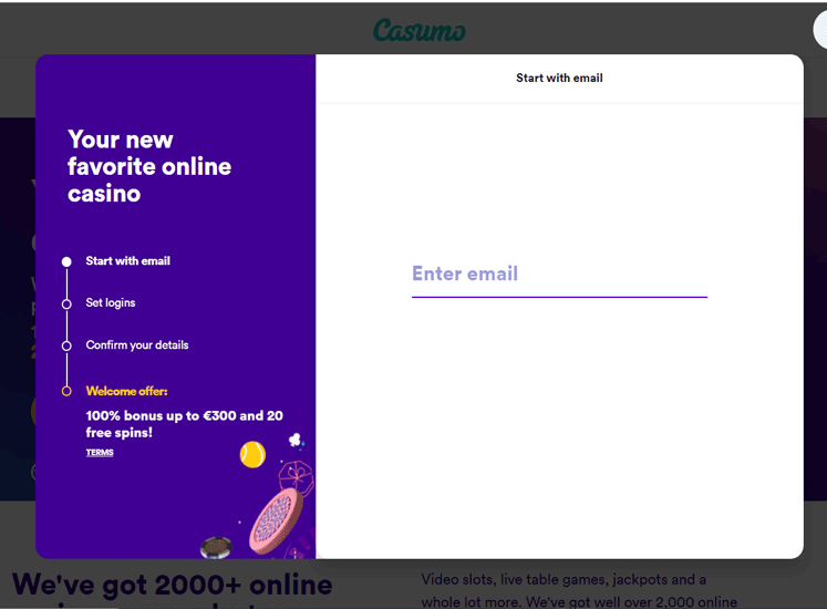 Casumo Casino Registration