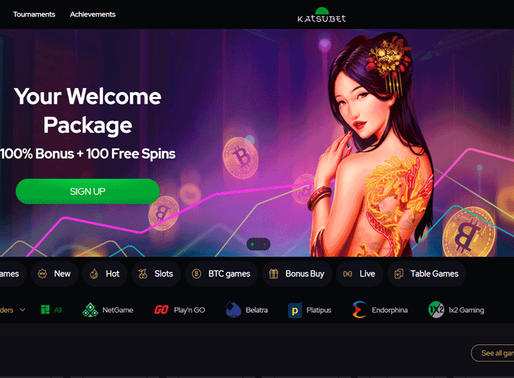 KatsuBet Casino Home Screen