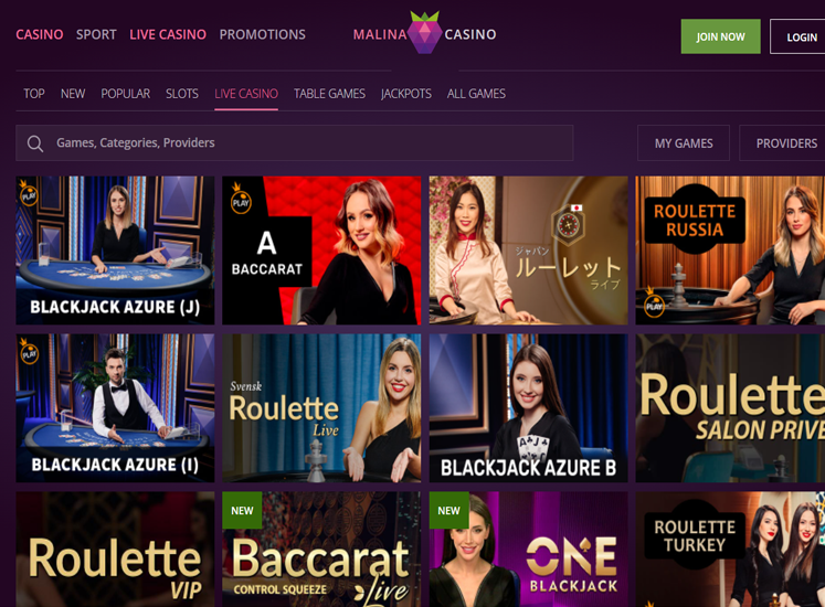 Malina Casino Live Casino