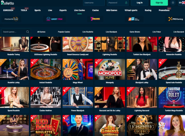 Rolletto Casino Live Casino Section