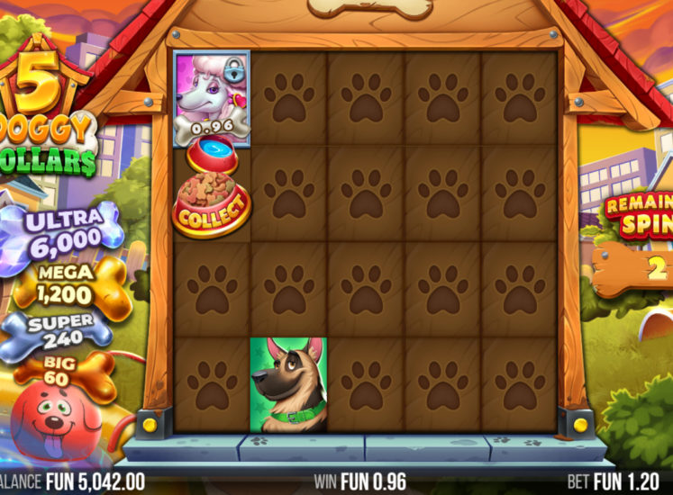 5 Doggy Dollars Slot Respin Bonus Feature